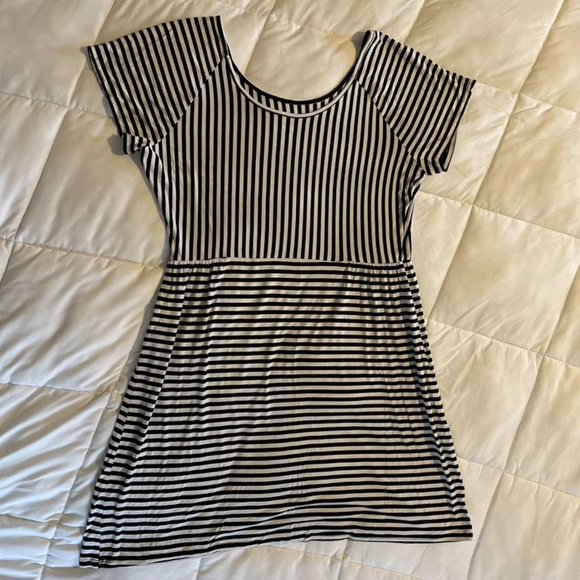 💚 a.n.a. Midi Short Sleeve Dress Black White XL - Picture 5 of 5